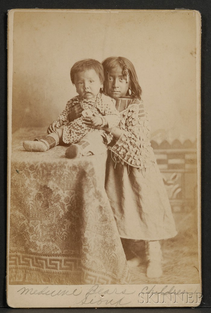 Appraisal: Cabinet Card of Two Sioux Indian Children by Goff depicting