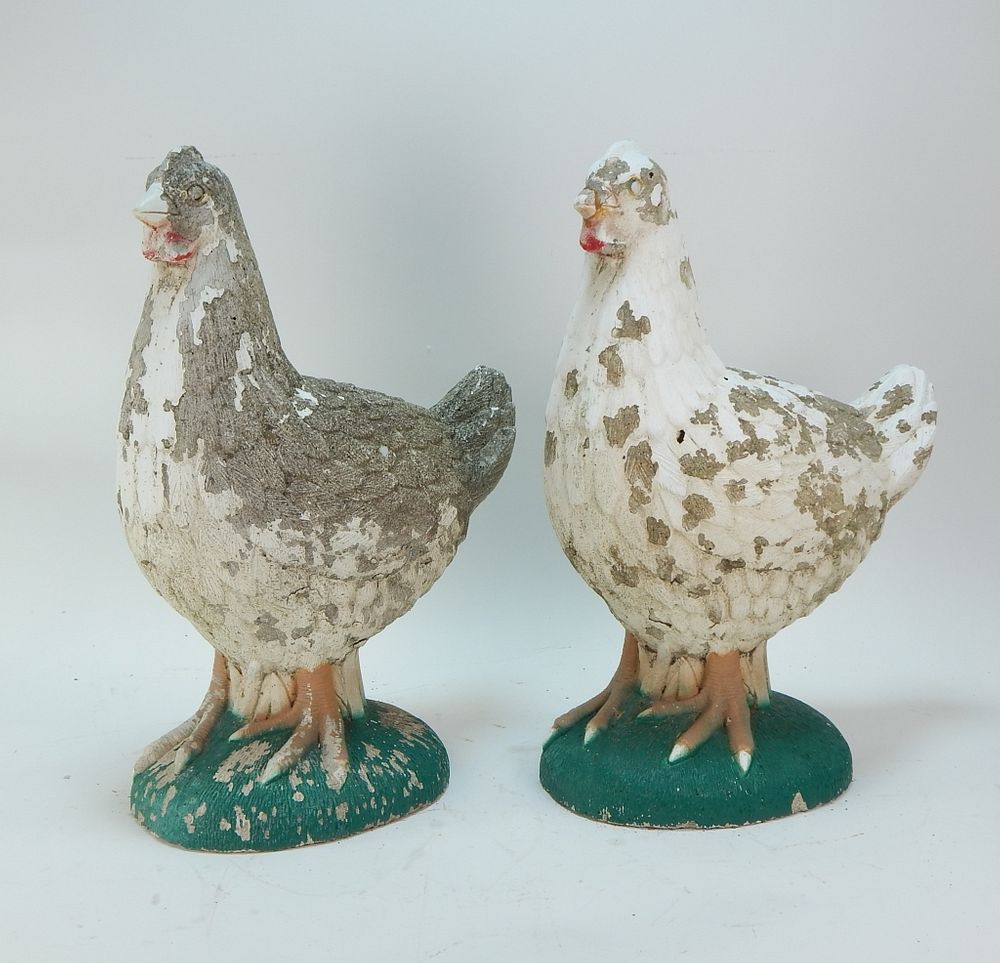 Appraisal: PR American Cement Garden Chicken Hen Statues United States th