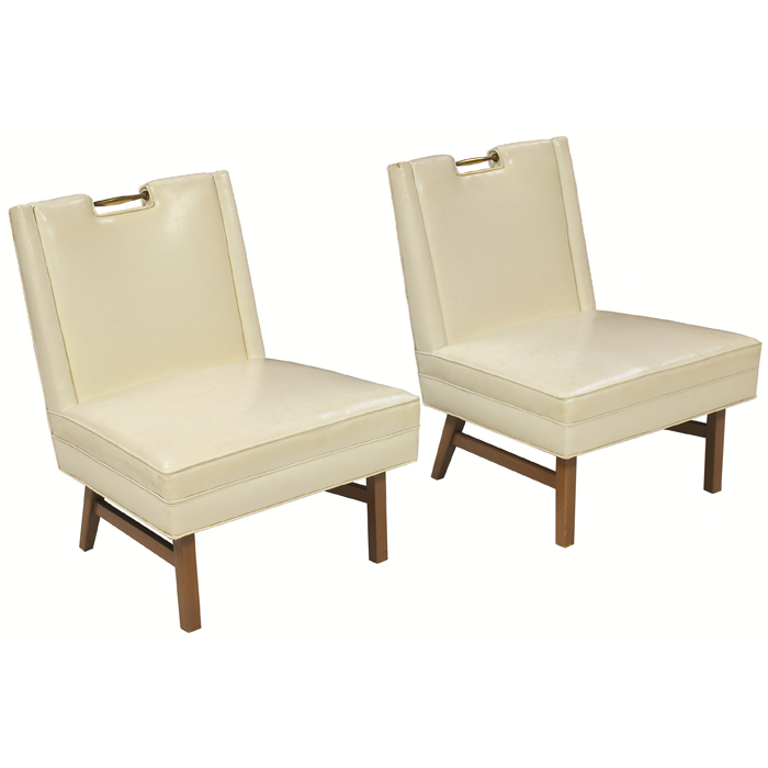 Appraisal: s Slipper Chairs pair white vinyl