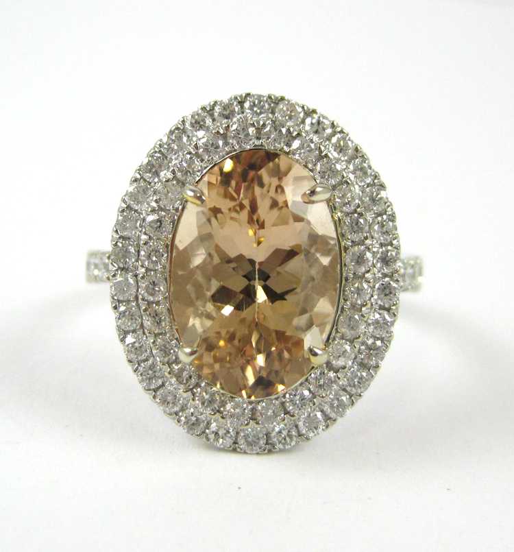 Appraisal: MORGANITE DIAMOND AND FOURTEEN KARAT GOLD RING The white gold