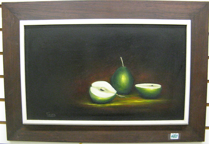 Appraisal: TORRES oil on Masonite still life with pears Mexican American