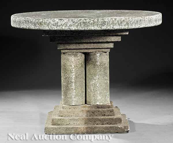 Appraisal: An Antique Classical Stone Table circular top cluster column support