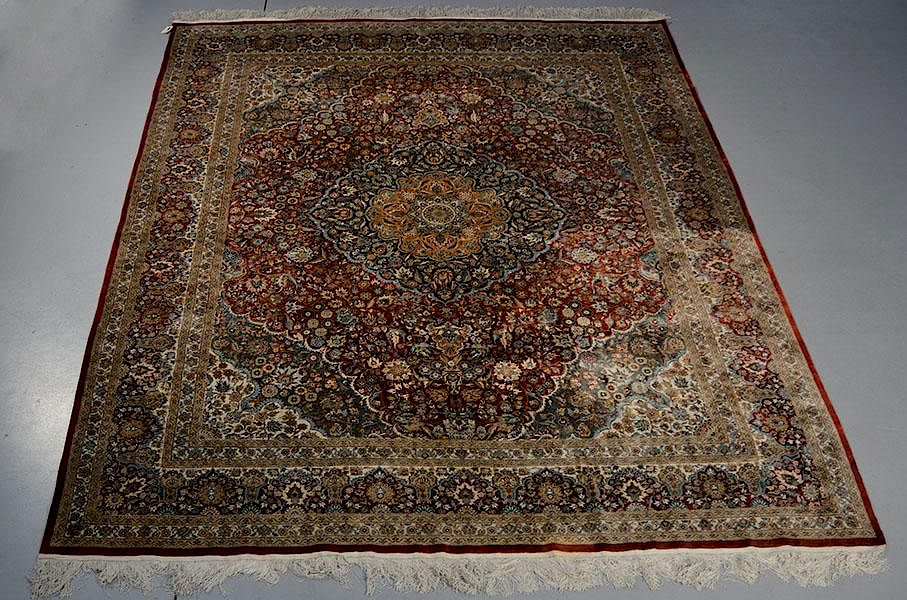 Appraisal: Persian Silk Carpet ' W x ' silk on silk