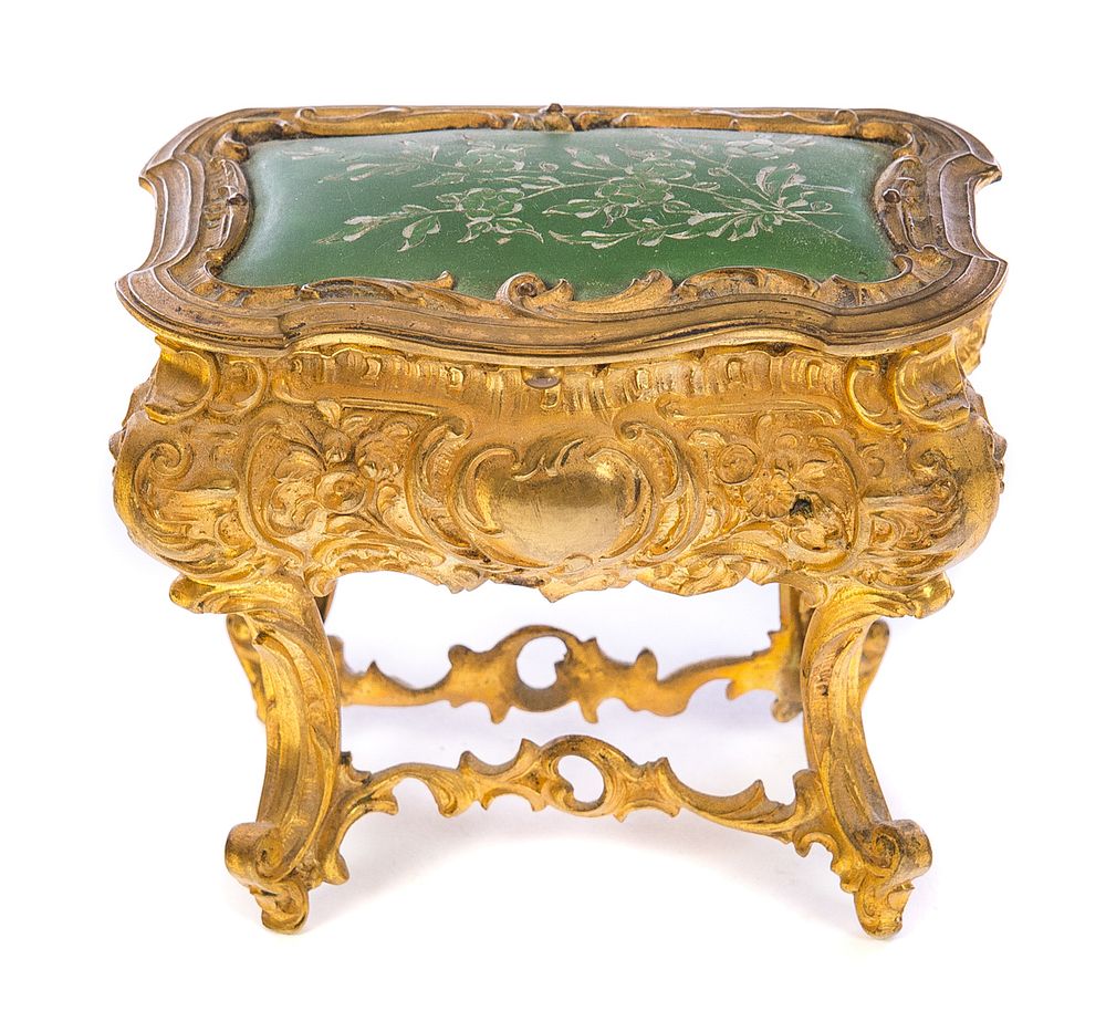 Appraisal: French Gilt Bronze Dresser Box Gilt Bronze ladies dresser box