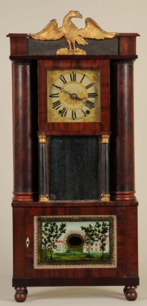 Appraisal: Connecticut Hollow Column Shelf Clock Description Circa Mahogany case with