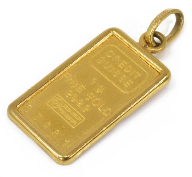 Appraisal: One gram gold bar Credit Suisse fine