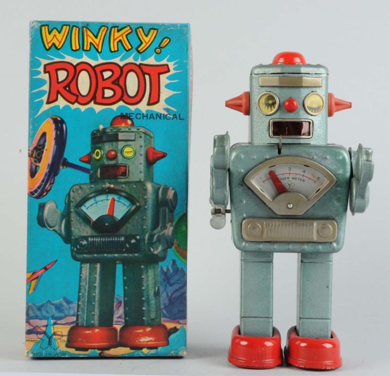 Appraisal: Japanese Tin Litho Blue Winky Robot O B In original