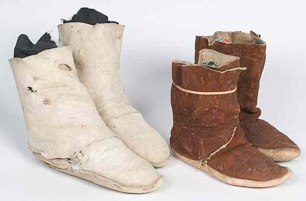 Appraisal: Pueblo and Navajo Hide Moccasins lot of includes a Pueblo