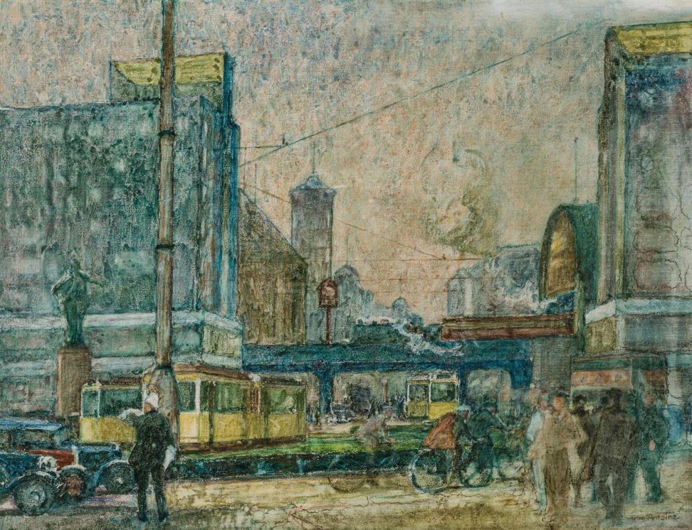 Appraisal: OTTO ANTOINE German - Alexander Platz oil on canvas signed