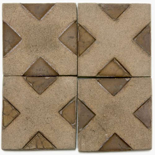 Appraisal: GRUEBY One hundred-thirty geometric tiles with a raised X pattern