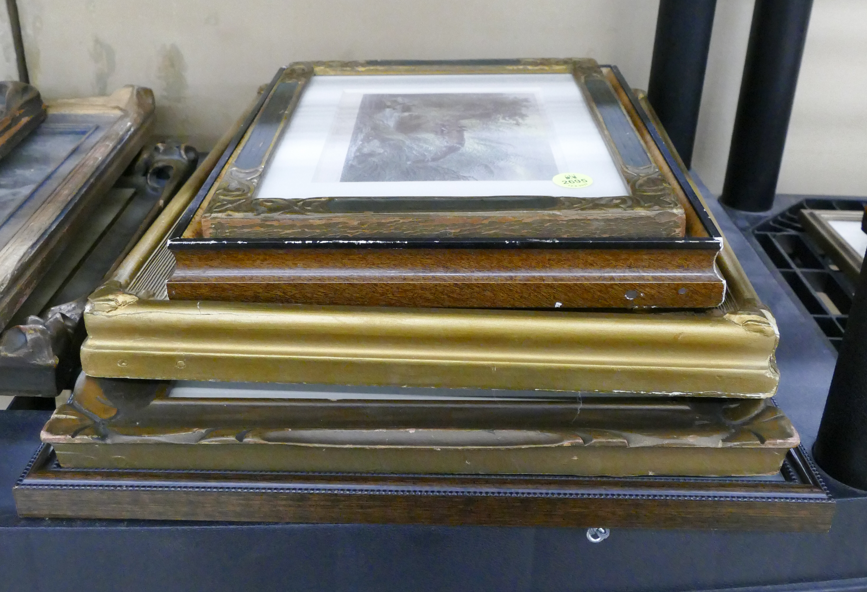 Appraisal: Stack pc Antique Framed Animal Engravings- largest x ''