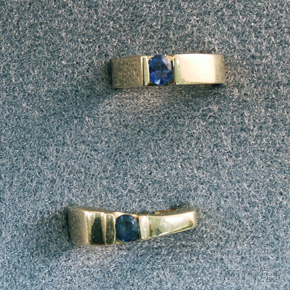 Appraisal: Two kt Gold and Sapphire Rings each set with a