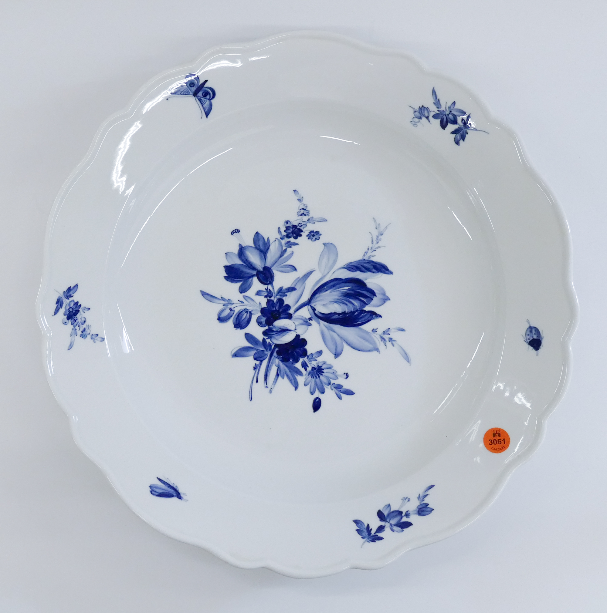 Appraisal: Meissen Blue Flowers and Insects Porcelain Large Serving Plate Excellent