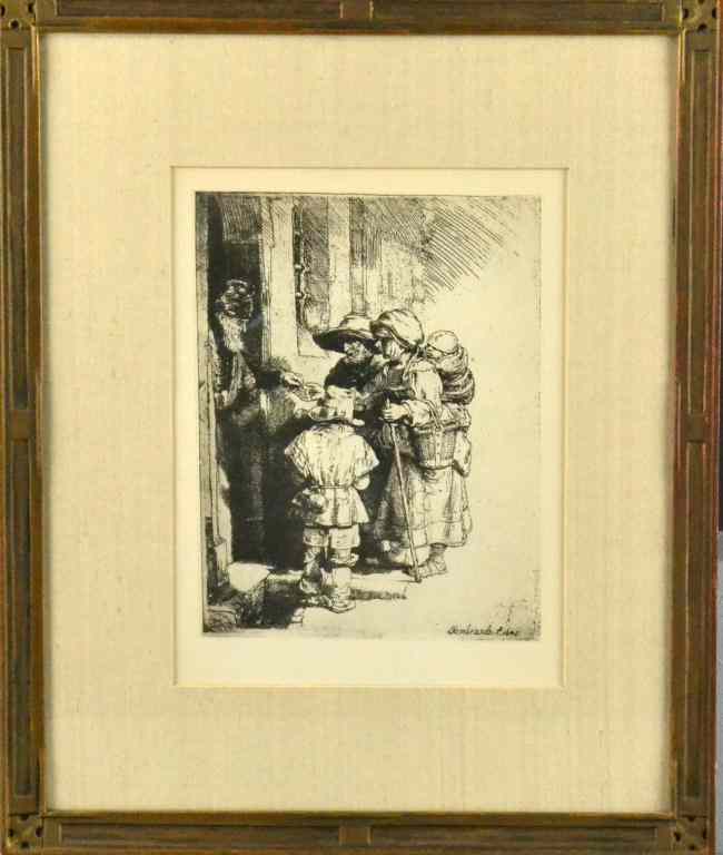 Appraisal: After Rembrandt van Rijn Etching on PaperDepicting a peasent scene