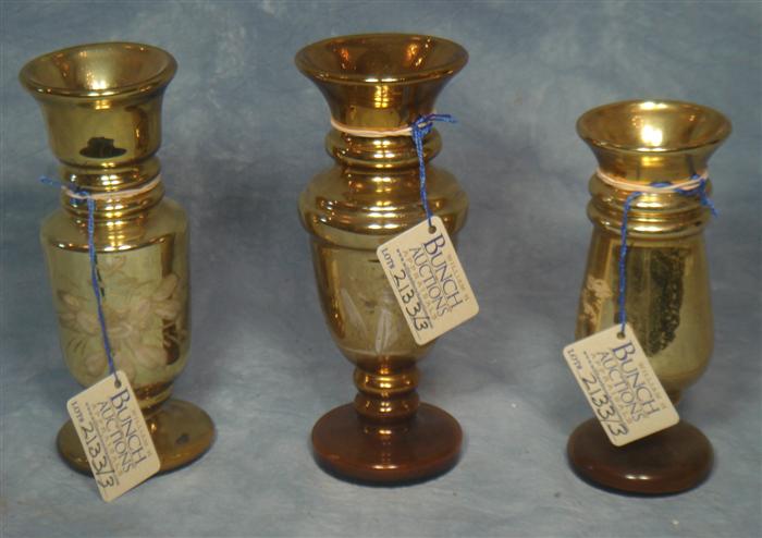 Appraisal: gilt mercury glass vases tallest Estimate -