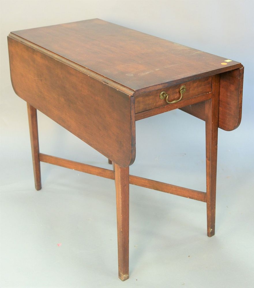 Appraisal: Federal cherry drop-leaf table with stretcher base ht wd dp