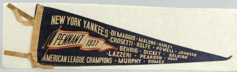 Appraisal: NY Yankees AL Champions Felt Pennant Shows actual pennant and