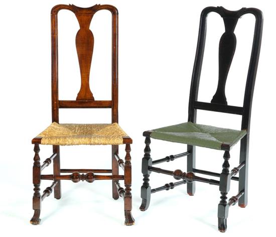 Appraisal: TWO SIMILAR QUEEN ANNE SIDE CHAIRS Massachusetts possibly Deerfield area