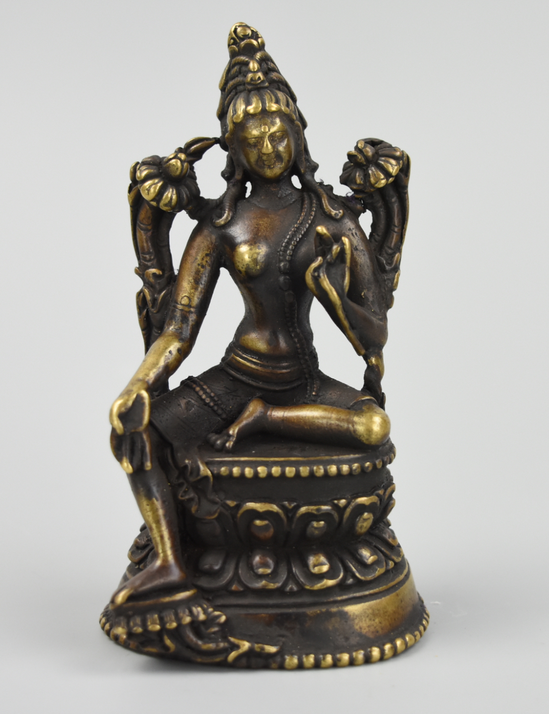 Appraisal: SMALL CHINESE GILT BRONZE FIGURE OF BUDDHA QING D A