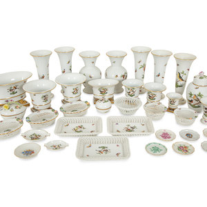 Appraisal: An Extensive Group of Herend Rothschild Bird Porcelain Table Articles