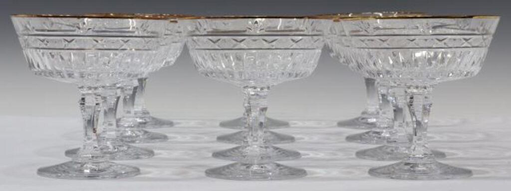 Appraisal: lot of Parcel gilt crystal champagne coupe glasses Mikasa in