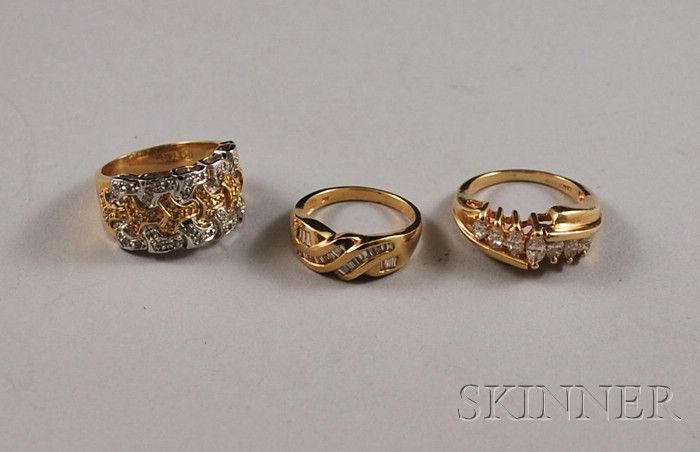 Appraisal: Three kt Gold and Diamond Bands total wt of each