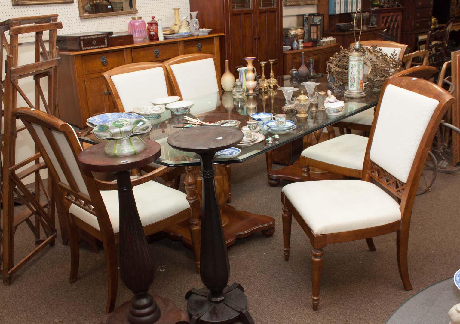 Appraisal: Glass top dining table with six chairs