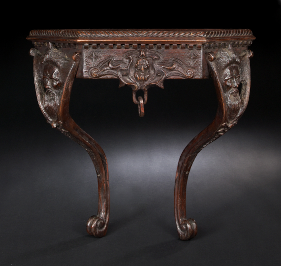 Appraisal: Diminutive German Carved and Stained Beechwood Console Table third quarter