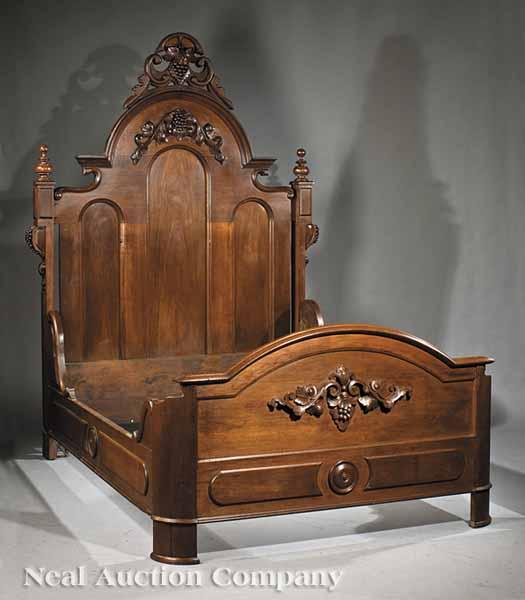 Appraisal: An American Renaissance Carved Walnut Bedroom Suite th c comprising