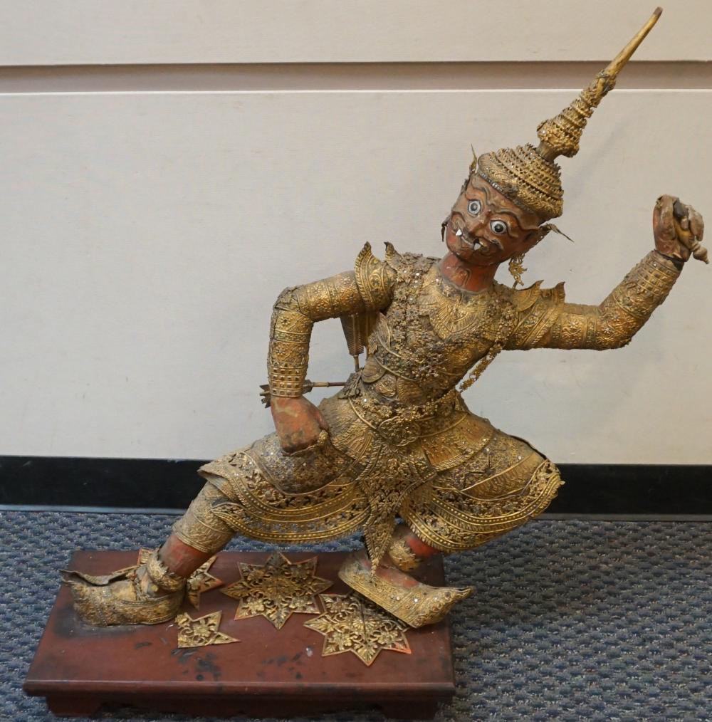 Appraisal: THAI GILT DECORATED AND JEWELED FIGURE OF A DANCER H