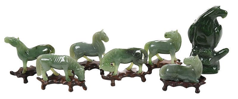 Appraisal: Seven Chinese Hardstone Carved Animal Figures th century six small