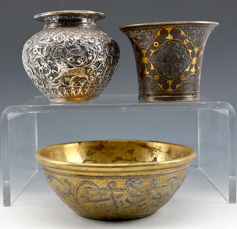 Appraisal: Grouping of three Persian objects Grouping of three Persian objects