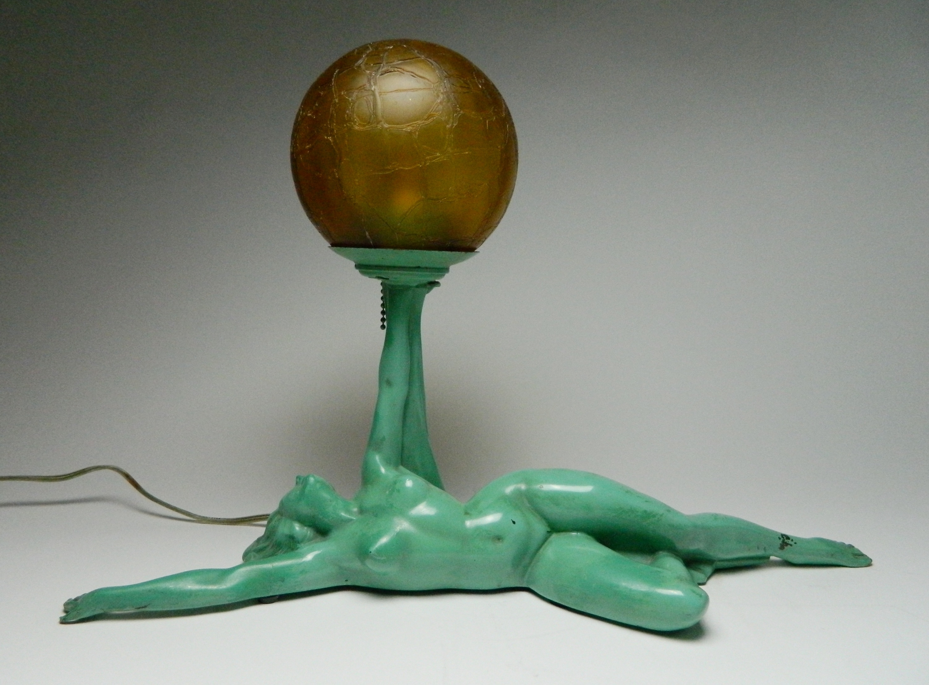 Appraisal: Aronson Ronson AMW Reclining Nude Lamp in green ca -