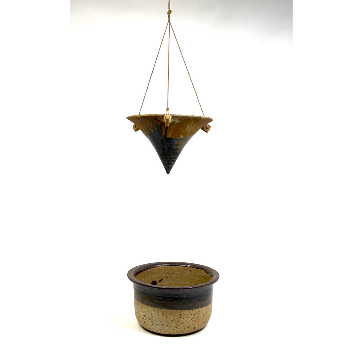 Appraisal: pcs Studio Pottery Hanging Planter and Bowl Planter Dimensions H