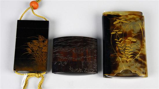 Appraisal: TWO JAPANESE INRO and a JAPANESE TORTOISESHELL BOX including a