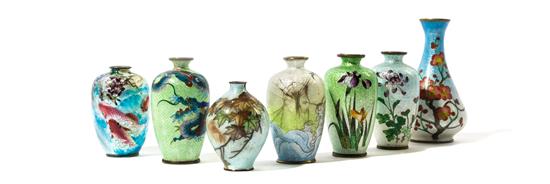 Appraisal: Sale Lot Seven Small Japanese Cloisonne Vases of various form