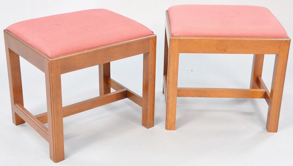 Appraisal: Pair Eldred Wheeler cherry benches with upholstered top h top