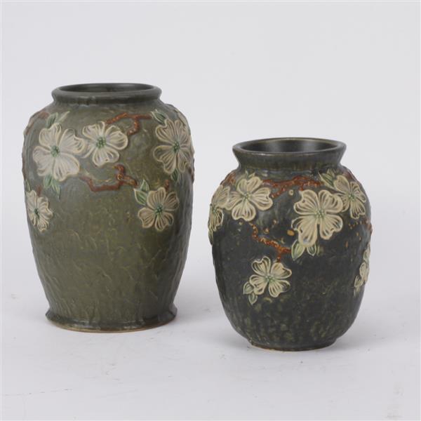 Appraisal: Roseville Dogwood I vase with ink stamp vase with ink