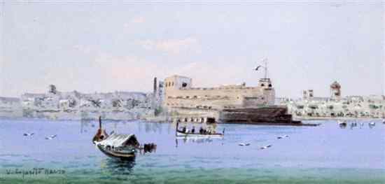 Appraisal: Vincenzo D' Esposito - pair of gouaches Valetta harbour Malta