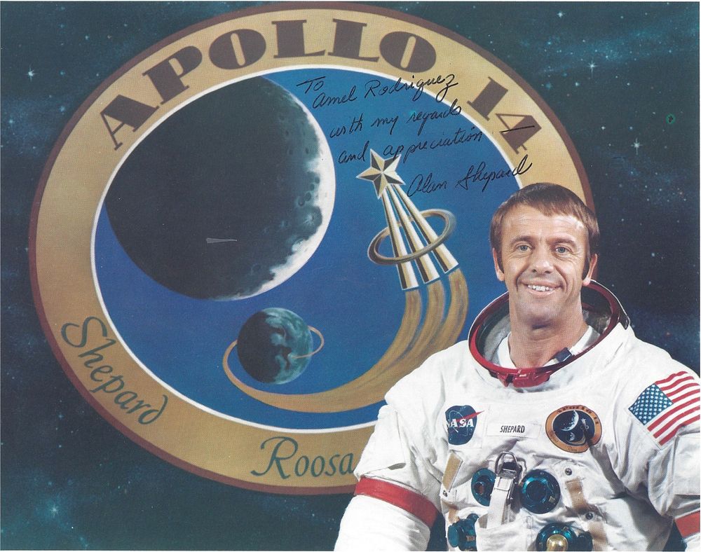 Appraisal: A GROUP OF THREE NASA PRINTS APOLLO ONE AUTOGRAPHED ALAN