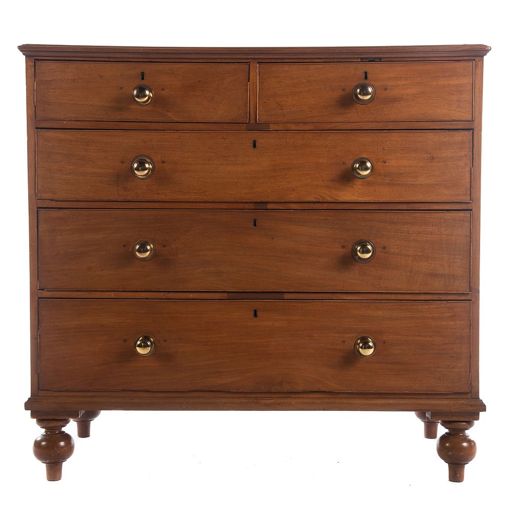 Appraisal: George III Walnut Two Over Three Drawer Chest Two short