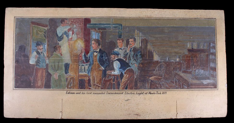 Appraisal: Original Painting of Edison's First Working Light Featured in this