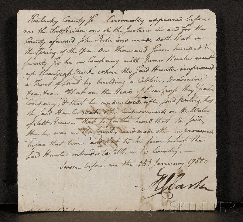 Appraisal: Revolutionary War Clark George Rogers - Manuscript document signed January