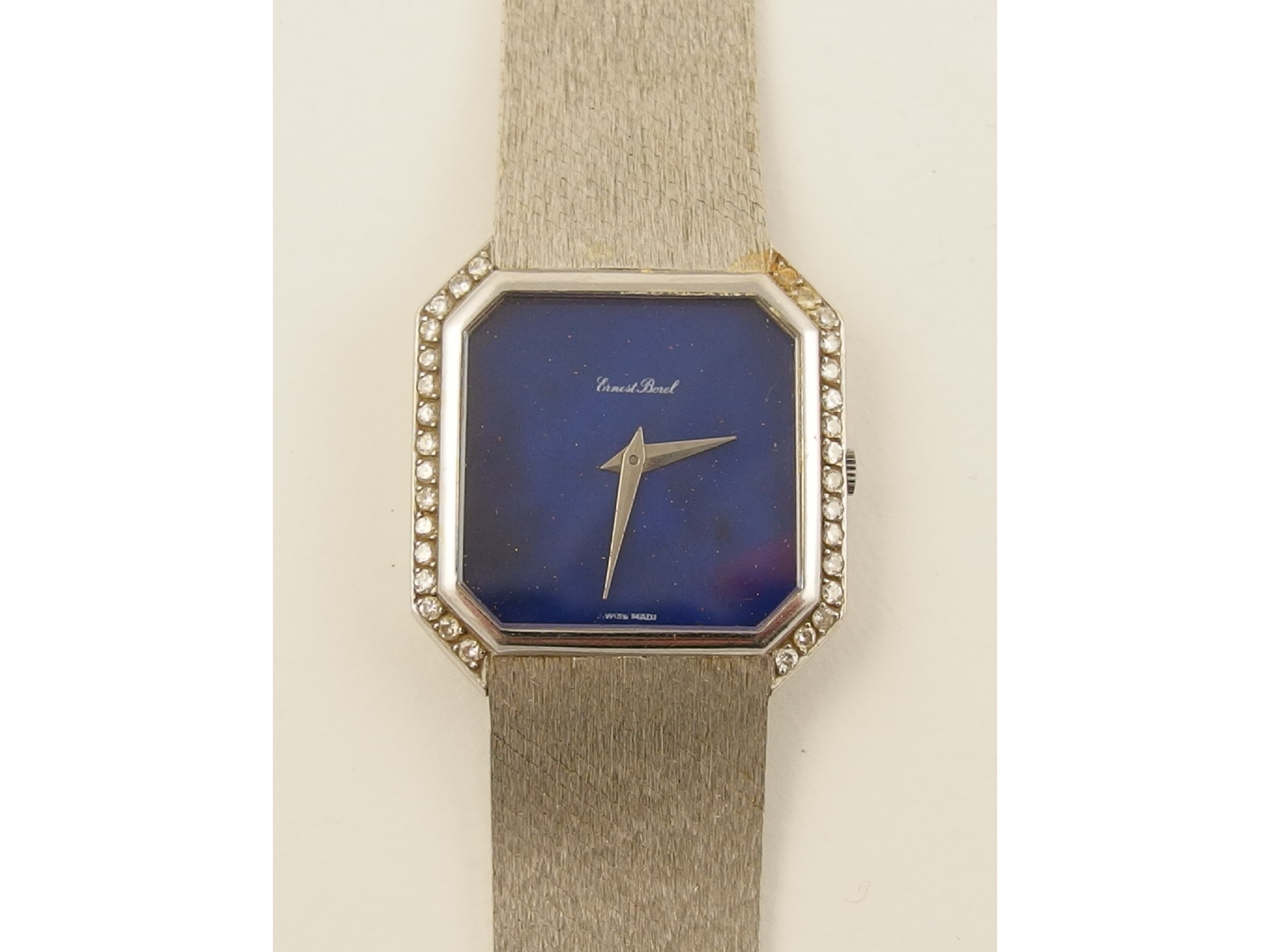 Appraisal: An ct white gold ladies Ernest Borel wristwatch with diamond