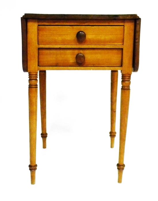 Appraisal: Two drawer dropleaf stand Sheraton early th C cherry finish