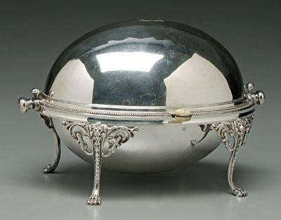 Appraisal: Silver plated revolving server oval with dome top lion and