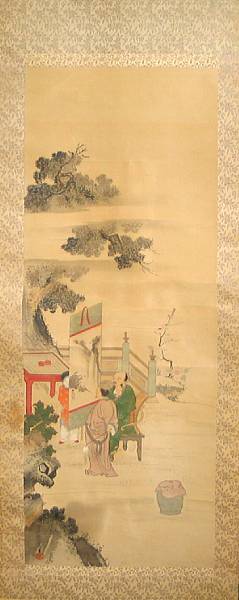 Appraisal: Attributed to Kiyohara Yukinobu Chinese Scholars Hanging scroll ink and