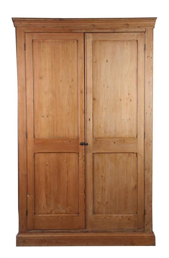 Appraisal: ENGLISH COUNTRY PINE TWO-DOOR WARDROBE early th century Each double