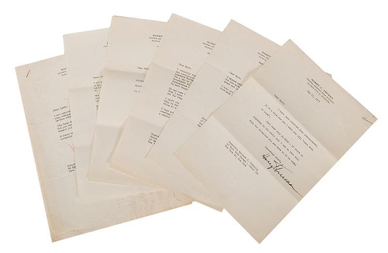 Appraisal: Group of Six Harry Truman Letters Five Signed Truman Harry