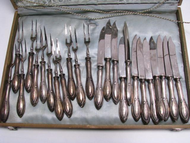 Appraisal: German silver marked ' ' fish set with knives forks